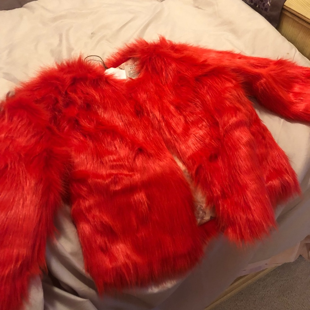 Red fur jacket